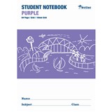 WRITER STUDENT NOTEBOOK 10MM GRID 64 PAGE 250 X 175MM PURPLE