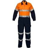 PRIME MOVER MA931 REGULAR WEIGHT COVERALL WITH METAL STUD CLOSURE AND TAPE 2TONE ORANGE NAVY 92ST