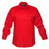 PRIME MOVER MV278 HIVIS LIGHTWEIGHT COTTON DRILL SHIRT LONG SLEEVE RED 4XL