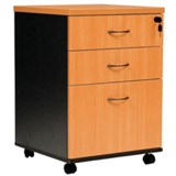 LOGAN MOBILE PEDESTAL 3DRAWER LOCKABLE BEECHIRONSTONE