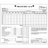 ZIONS 44 TIME AND PAY SHEETS 175 X 215MM PACK 100