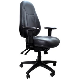 BURO PERSONA 24/7 TASK CHAIR HIGH BACK 4-LEVER ARMS LEATHER BLACK